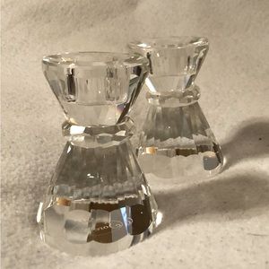 SORELLE candleholders - cut crystal signed set of 2
